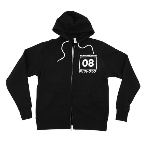 Fortune Auto Drift Club Zip Up Hoodie (BLACK)